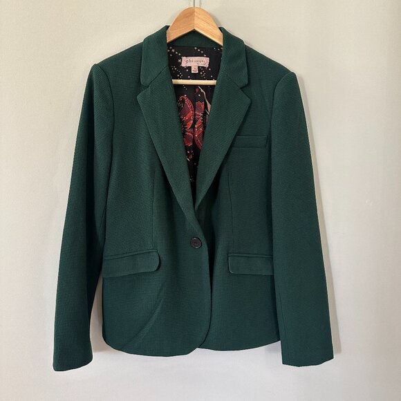 Green Blazer from Philosophy - Size 8 - Celestial print lining - Waffle texture - Picture 1 of 5